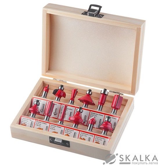 Набор фрез Intertool концевых по дереву, 12шт (HT-0071) На фото Набор фрез Intertool концевых по дереву, 12шт (HT-0071)