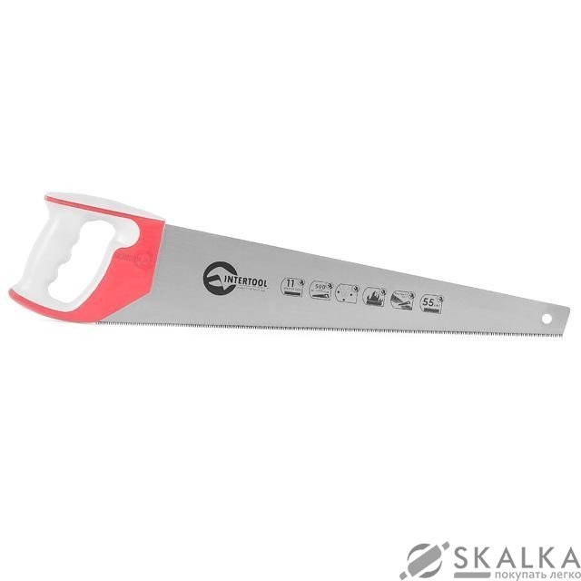 На фото Ножовка Intertool по дереву 500мм с каленым зубом, 3-ая заточка 11 зуб.*1 (HT-3163)