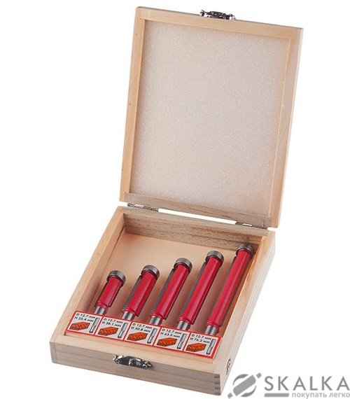 На фото Набор фрез Intertool кромочных прямых, 5шт (HT-0076)