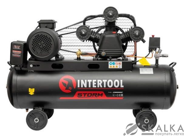 Компрессор Intertool 100л, 5HP, 4кВт, 380В, 8атм, 600л/мин. 3 цилиндра (PT-0036) На фото Компрессор Intertool 100л, 5HP, 4кВт, 380В, 8атм, 600л/мин. 3 цилиндра (PT-0036)