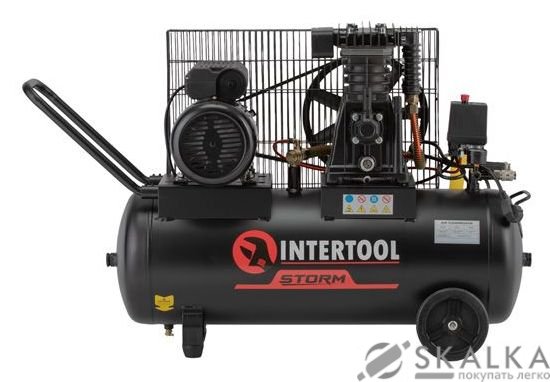 На фото Компрессор Intertool 50л, 2.5HP, 1.8кВт, 220В, 8атм, 233л/мин (PT-0011)