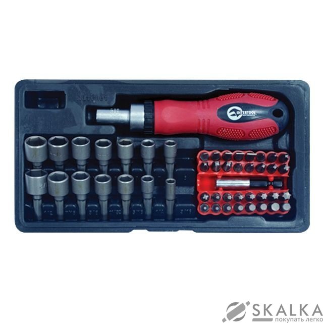 На фото Отвертка реверсионная Intertool с комплектом насадок 48шт (HT-0441)