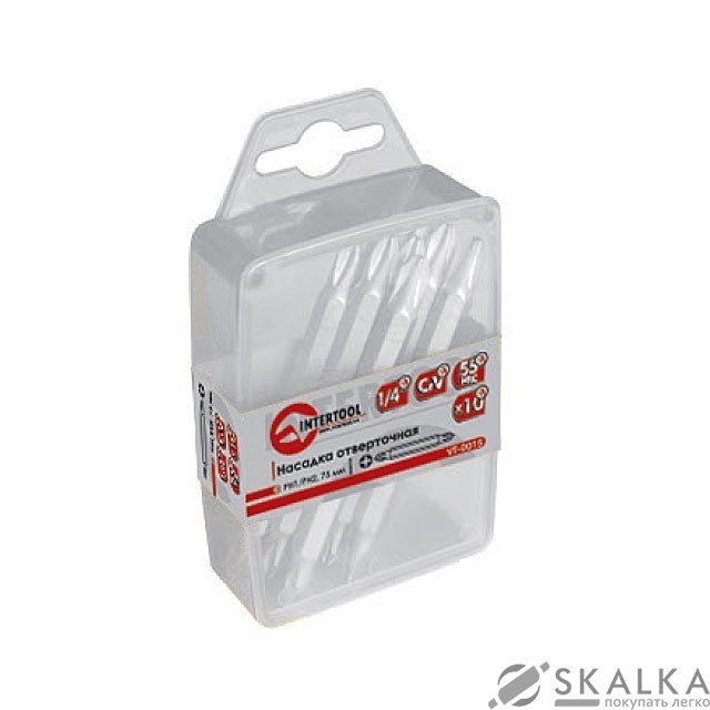 Комплект бит Intertool PH1/PH2 1/4"*60мм 10шт (VT-0015) На фото Комплект бит Intertool PH1/PH2 1/4"*60мм 10шт (VT-0015)
