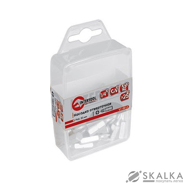 Комплект бит Intertool 4мм 1/4"*25мм 25шт (VT-0032) На фото Комплект бит Intertool 4мм 1/4"*25мм 25шт (VT-0032)