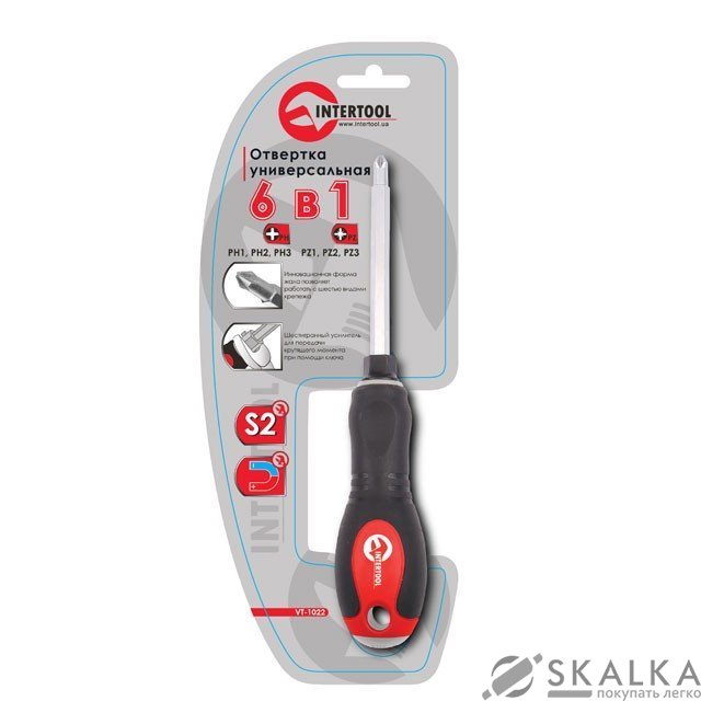 На фото Отвертка Intertool крестовая 6в1 PH1,PH2,PH3,PZ1,PZ2,PZ3 (VT-1022)