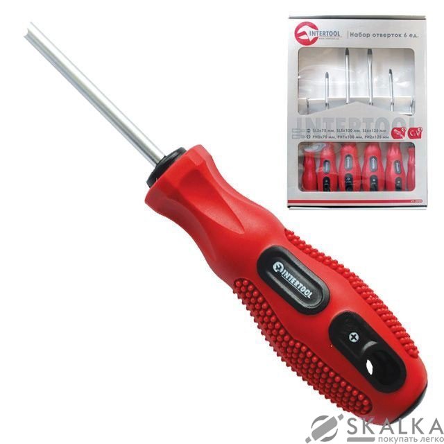 Набор отверток Intertool 6шт SL3x75,SL5x100,SL6x125,PH0x75,PH1x100,PH2x125 CrV, Ergo-design (VT-2005 На фото Набор отверток Intertool 6шт SL3x75,SL5x100,SL6x125,PH0x75,PH1x100,PH2x125 CrV, Ergo-design (VT-2005