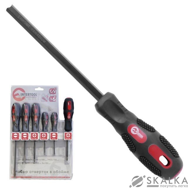 Набор отверток Intertool 6шт CrV, планка для крепления (VT-2006) На фото Набор отверток Intertool 6шт CrV, планка для крепления (VT-2006)