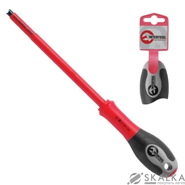 Отвертка изолированная шлицевая Intertool 1.2*6.50мм,150мм, 1000В (VT-3207) На фото Отвертка изолированная шлицевая Intertool 1.2*6.50мм,150мм, 1000В (VT-3207)
