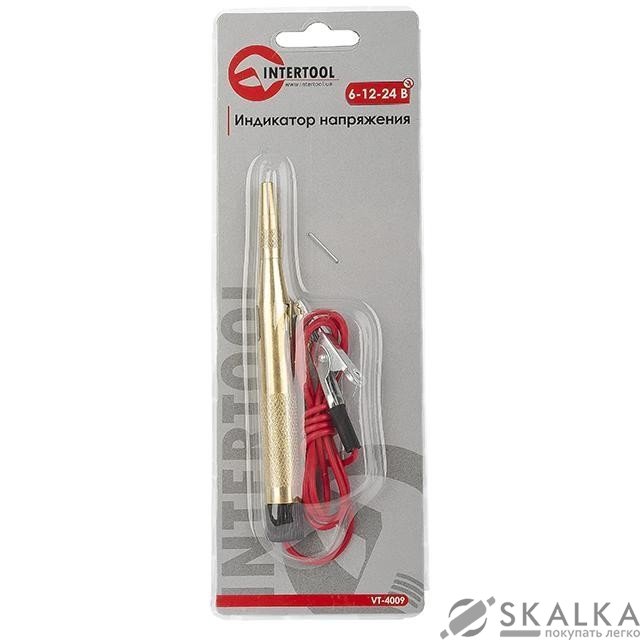 На фото Индикатор напряжения Intertool 6-12-24В, металлический корпус (VT-4009)