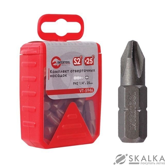 На фото Комплект отверточных бит Intertool PH2 1/4"*25мм 25шт (VT-5946)