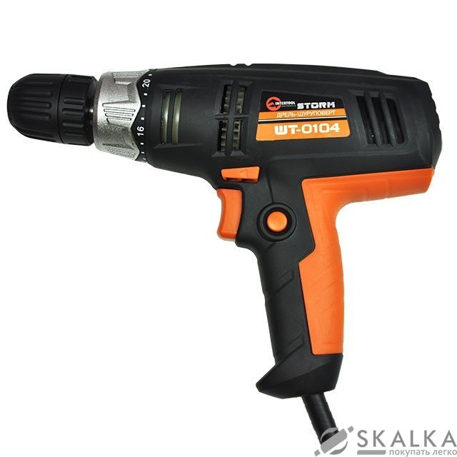 На фото Дрель шуруповерт Intertool 420Вт, 1.0-10мм (WT-0104)