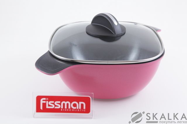 На фото Кастрюля Fissman Diablo 24x10 см/4 л со стеклянной крышкой (AL-4687.24)