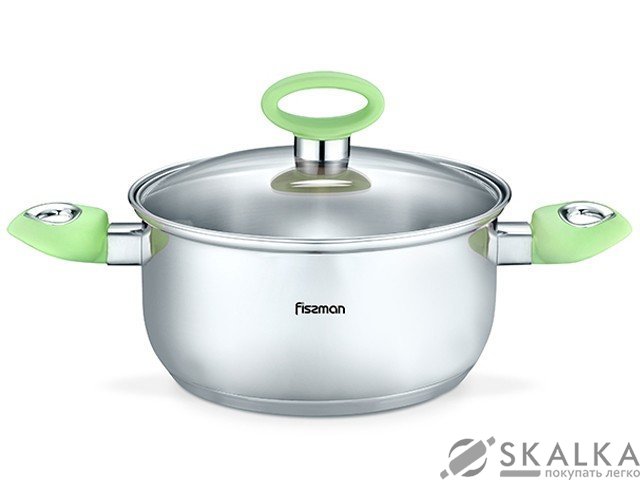 Кастрюля Fissman Janet 24x13.5 см/6.1 л со стеклянной крышкой (SS-5442.24) На фото Кастрюля Fissman Janet 24x13.5 см/6.1 л со стеклянной крышкой (SS-5442.24)