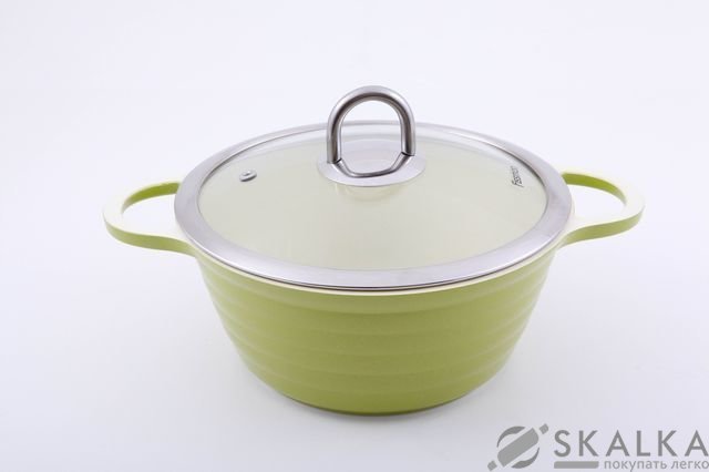 На фото Кастрюля Fissman Lazurite 20x8.5 см/2.1 л со стеклянной крышкой (AL-4590.20)