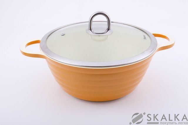 Кастрюля Fissman Lazurite 24x9 см/3.4 л со стеклянной крышкой (AL-4591.24) На фото Кастрюля Fissman Lazurite 24x9 см/3.4 л со стеклянной крышкой (AL-4591.24)