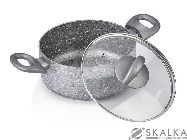 На фото Кастрюля Fissman Moon Stone 20x9 см/2.8 л со стеклянной крышкой (AL-4408.20)