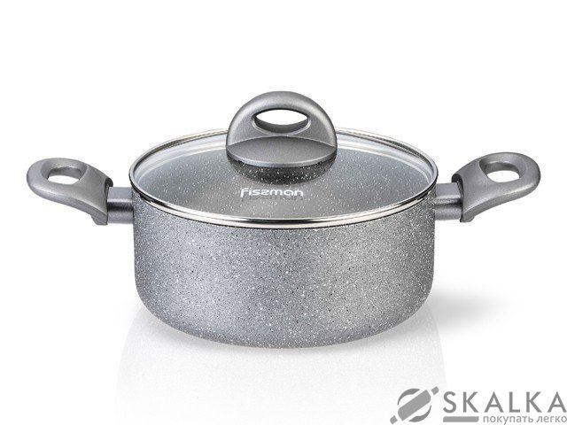 На фото Кастрюля Fissman Moon Stone 24x11 см/4.9 л со стеклянной крышкой (AL-4409.24)