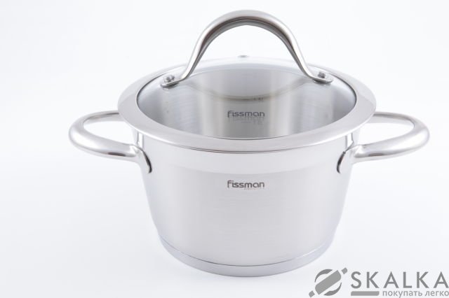 На фото Кастрюля Fissman Rebeca 18х10.5 см/2.1 л со стеклянной крышкой (SS-5292.18)