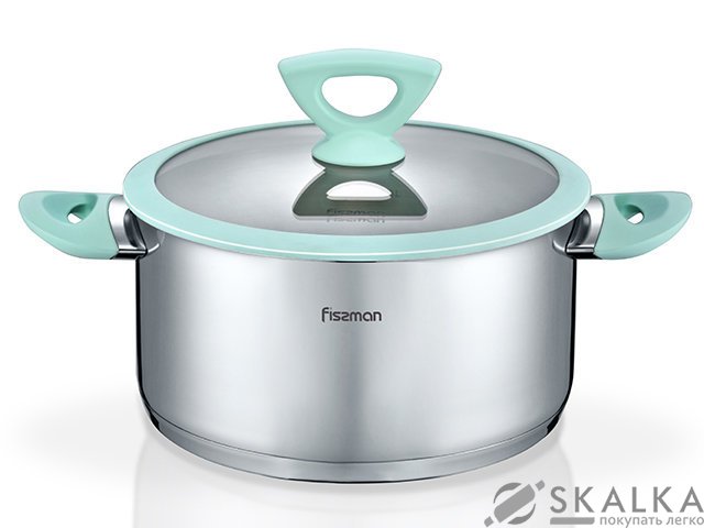 На фото Кастрюля Fissman Versailles 20x10 см/3.1 л со стеклянной крышкой (SS-5396.20)