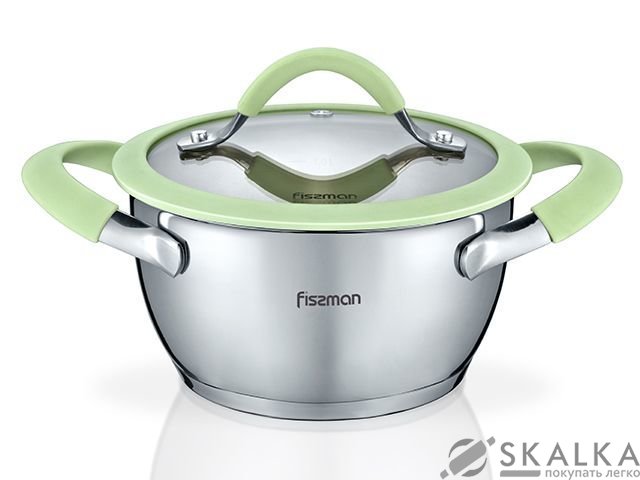 На фото Кастрюля Fissman Viva 16x8.5 см/1.2 л со стеклянной крышкой (SS-5431.16)
