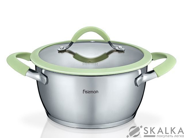 На фото Кастрюля Fissman Viva 20x10 см/2.3 л со стеклянной крышкой (SS-5433.20)