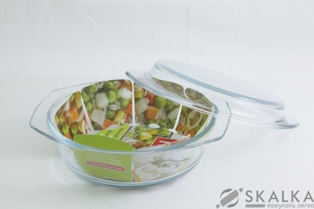 Кастрюля Fissman для запекания 1.5 л с крышкой жаропрочное стекло (GS-6503.24) На фото Кастрюля Fissman для запекания 1.5 л с крышкой жаропрочное стекло (GS-6503.24)