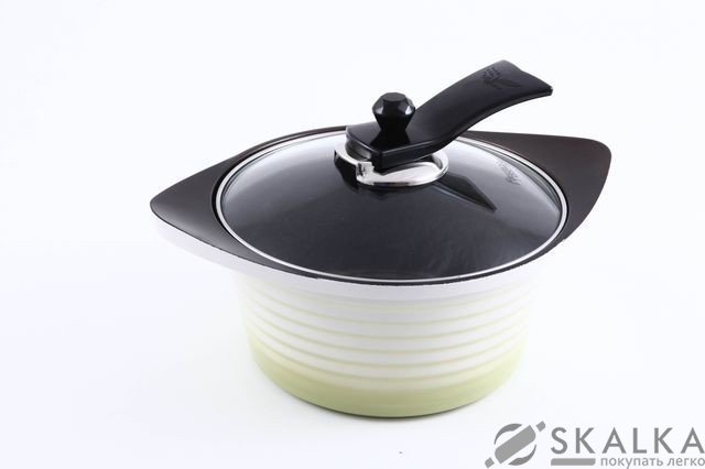 Кастрюля Fissman Innovation со стеклянной крышкой 20x10 см/3.4 л керам. покрытие 3D (AL-4766.20) На фото Кастрюля Fissman Innovation со стеклянной крышкой 20x10 см/3.4 л керам. покрытие 3D (AL-4766.20)