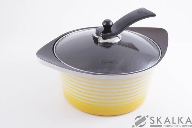 На фото Кастрюля Fissman Innovation со стеклянной крышкой 24x12 см/5 л керам. покрытие 3D (AL-4767.24)