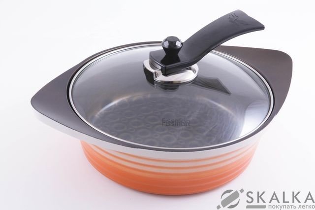 На фото Кастрюля Fissman Innovation со стеклянной крышкой 24x7.6 см/3.6 л керам. покрытие 3D (AL-4768.34)