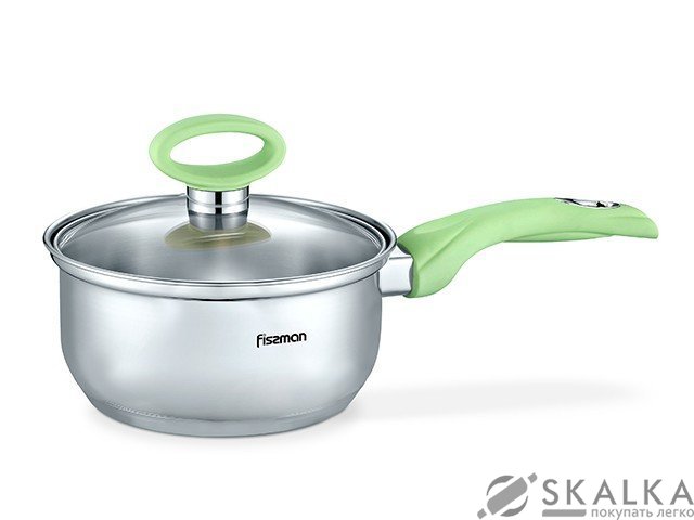 Ковш Fissman Janet 16x8 см/1.6 л со стеклянной крышкой (SS-5440.16) На фото Ковш Fissman Janet 16x8 см/1.6 л со стеклянной крышкой (SS-5440.16)
