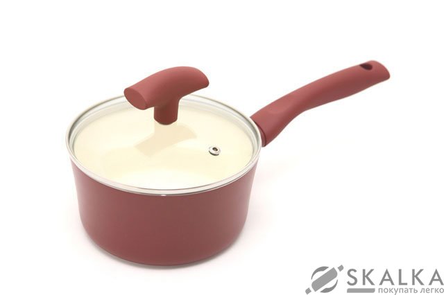 На фото Ковш Fissman Piccolino со стеклянной крышкой 16 cмx8.5 см (AL-4881.16)