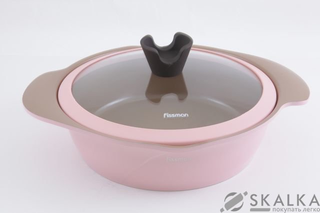 На фото Кастрюля Fissman Azalea 24 см/2.6 л со стеклянной крышкой (AL-4804.24)
