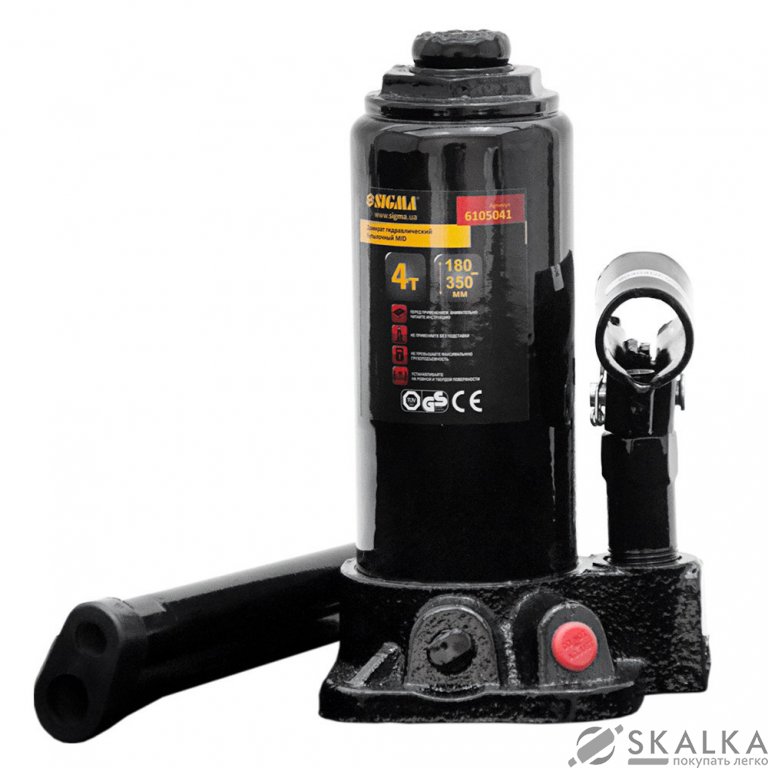 На фото Домкрат гидравлический бутылочный Sigma mid 4т H 180-350мм (6105041)