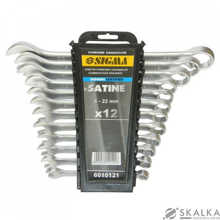 Ключи рожково-накидные Sigma 12шт 6-22мм CrV satine (6010121) На фото Ключи рожково-накидные Sigma 12шт 6-22мм CrV satine (6010121)