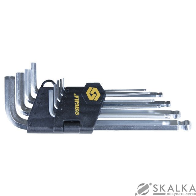 Ключи шестигранные Sigma 9шт 1.5-10мм CrV (короткие шар) (4022111) На фото Ключи шестигранные Sigma 9шт 1.5-10мм CrV (короткие шар) (4022111)