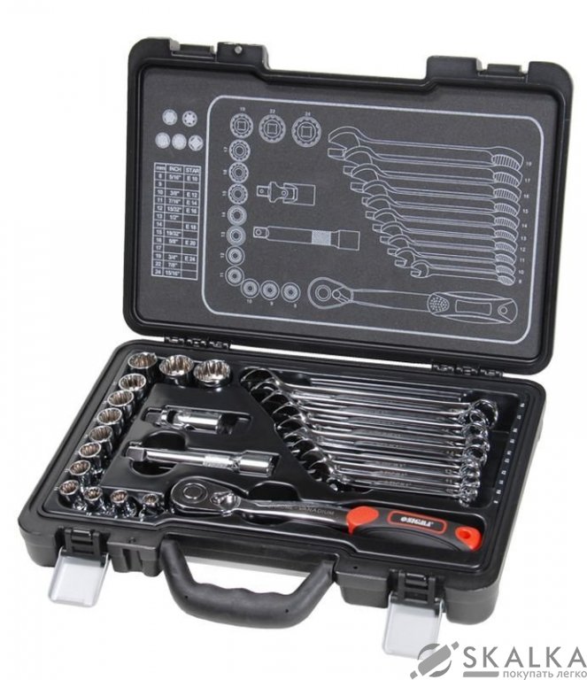 На фото Набор насадок торцевых Ultra ½" и аксессуары 26шт CrV Taiwan (700026z)