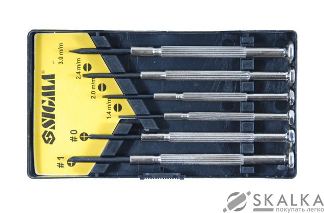 Набор отверток для точных работ Sigma 6шт CrV (кейс) (4003051) На фото Набор отверток для точных работ Sigma 6шт CrV (кейс) (4003051)