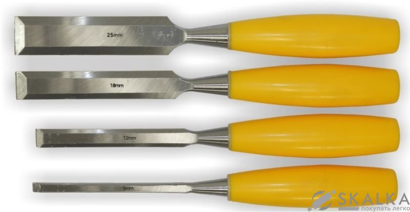 На фото Набор стамесок Sigma 4шт (6,12,18,25мм) пластиковая ручка (4326231)