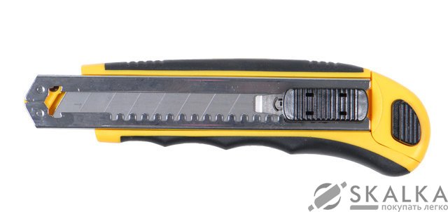 Нож Sigma пластик/резина корпус лезвие 8шт 18мм автоматический замок (8211121) На фото Нож Sigma пластик/резина корпус лезвие 8шт 18мм автоматический замок (8211121)