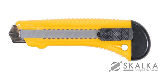 Нож Sigma пластиковый корпус лезвие 18мм автоматический замок (8213021) На фото Нож Sigma пластиковый корпус лезвие 18мм автоматический замок (8213021)