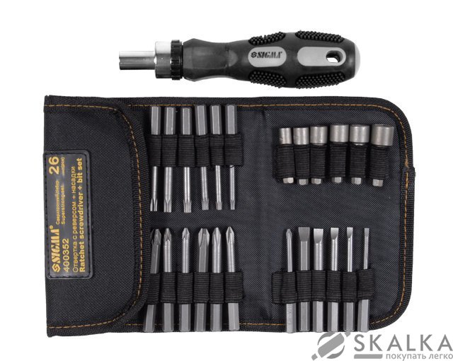 На фото Отвертка Sigma + биты 18шт + насадки торцевые 6шт CrV (4002111)