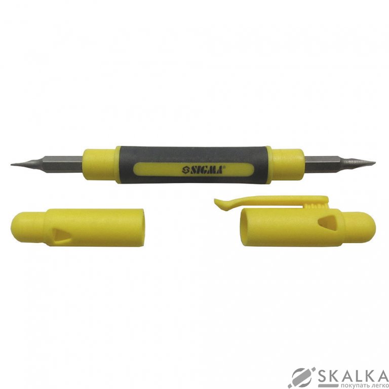 На фото Отвертка карманная Sigma с двухсторонними битами 4в1 CrV (4002181)