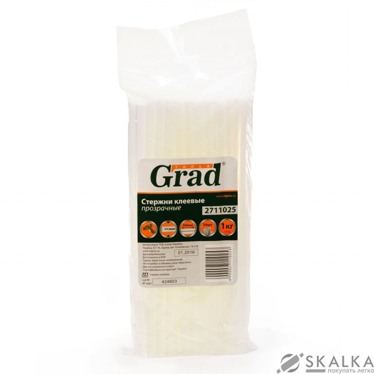 Стержни клеевые Grad Ø11.2*300мм 34шт 1кг прозрачные (2711025) На фото Стержни клеевые Grad Ø11.2*300мм 34шт 1кг прозрачные (2711025)