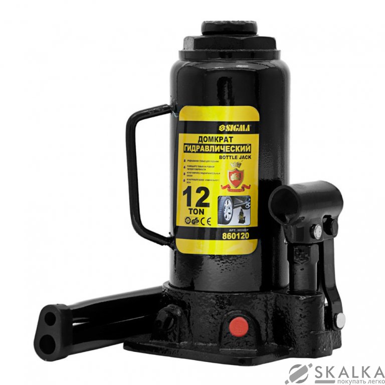 На фото Домкрат гидравлический бутылочный Sigma 12т H 230-465мм (6101121)