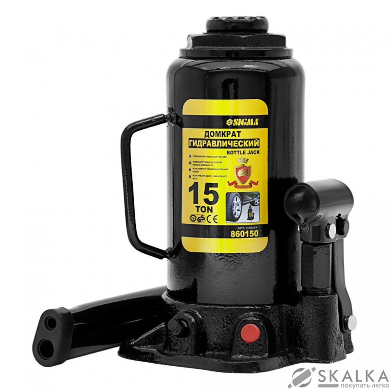 На фото Домкрат гидравлический бутылочный Sigma 15т H 230-460мм (6101151)