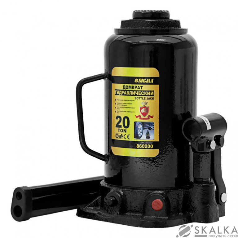 Домкрат гидравлический бутылочный Sigma 20т H 242-452мм (6101201) На фото Домкрат гидравлический бутылочный Sigma 20т H 242-452мм (6101201)