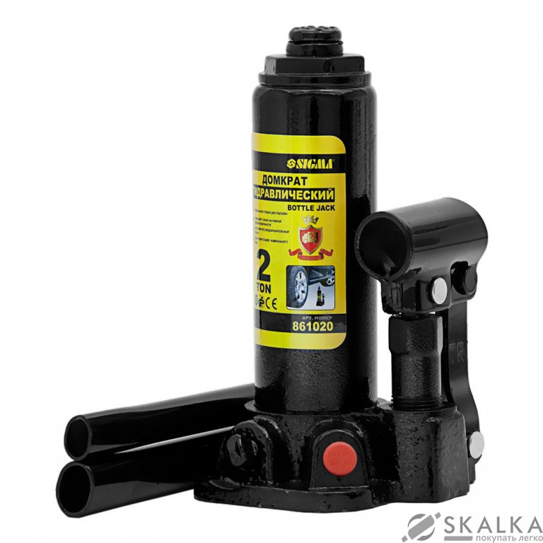 На фото Домкрат гидравлический бутылочный Sigma 2т H 181-345мм (кейс) (6102021)
