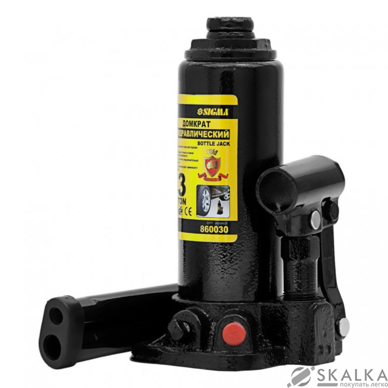 На фото Домкрат гидравлический бутылочный Sigma 3т H 194-372мм (6101031)