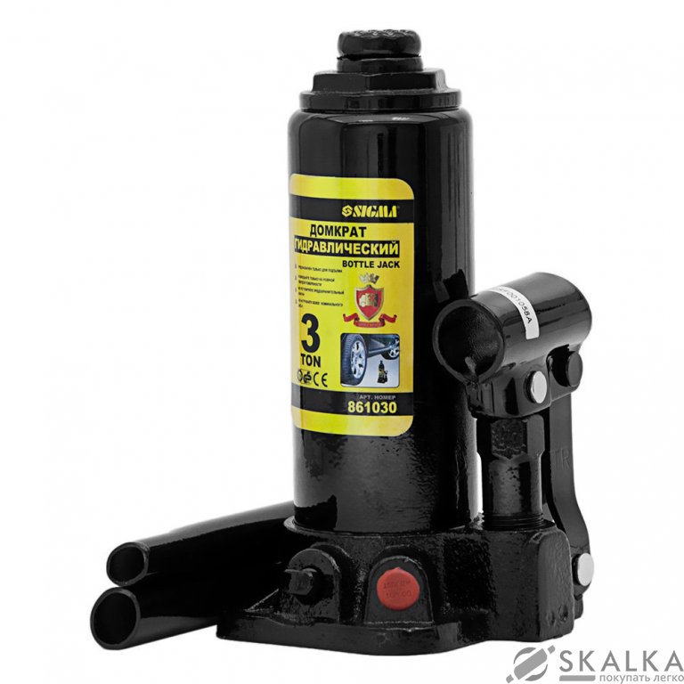 На фото Домкрат гидравлический бутылочный Sigma 3т H 194-372мм (кейс) (6102031)