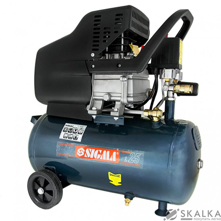 Компрессор однопоршневой прямоприводный Sigma 1.7кВт 25л 220л/мин (853125z) На фото Компрессор однопоршневой прямоприводный Sigma 1.7кВт 25л 220л/мин (853125z)